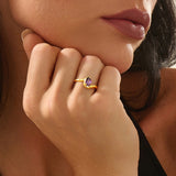 Solo Pear Amethsyt Wavy Ring