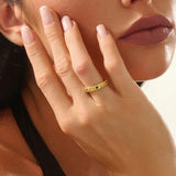 Flower Engraved Emerald Wedding Band