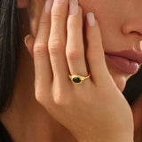 Emerald Oval Dome Ring
